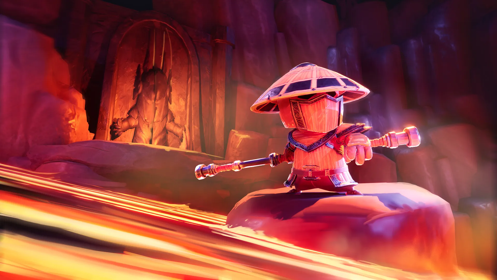 Monk ready for battle in the hack-and-slash video game Big Helmet Heroes.